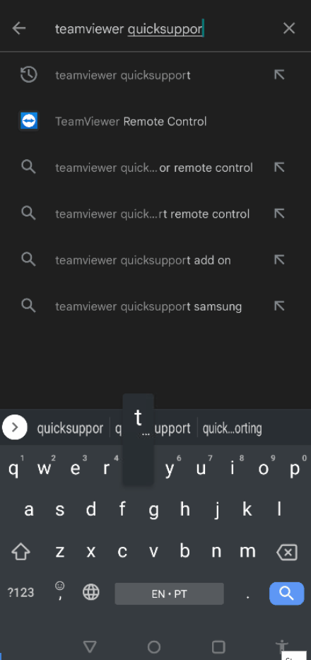 Remote control an Android - TeamViewer (Classic) QuickSupport.gif