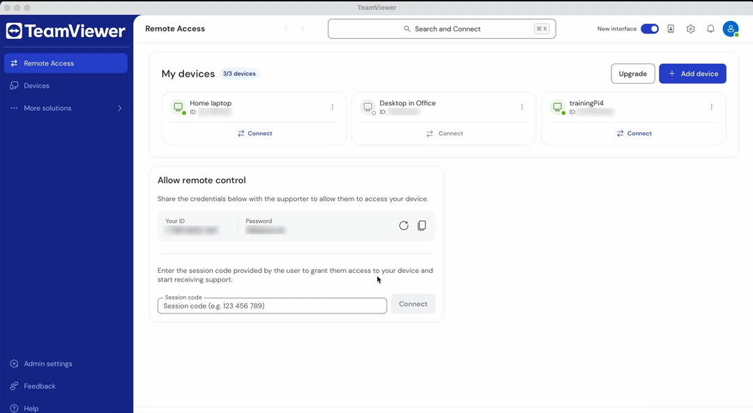 Remote Access: Connect to home screen