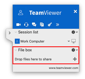 Barra de ferramentas da sessão remota do TeamViewer (Classic) no macOS - Caixa de arquivos na aba da sessão remota.png
