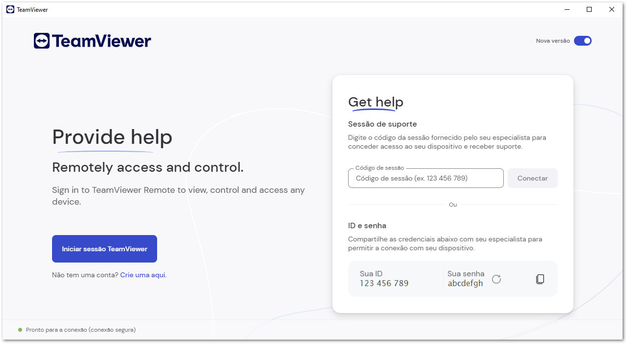 6ZWNUCT2U7Y8-onde-vejo-minha-id-e-senha-no-novo-teamviewer-remote-sem-entrar-com-a-conta