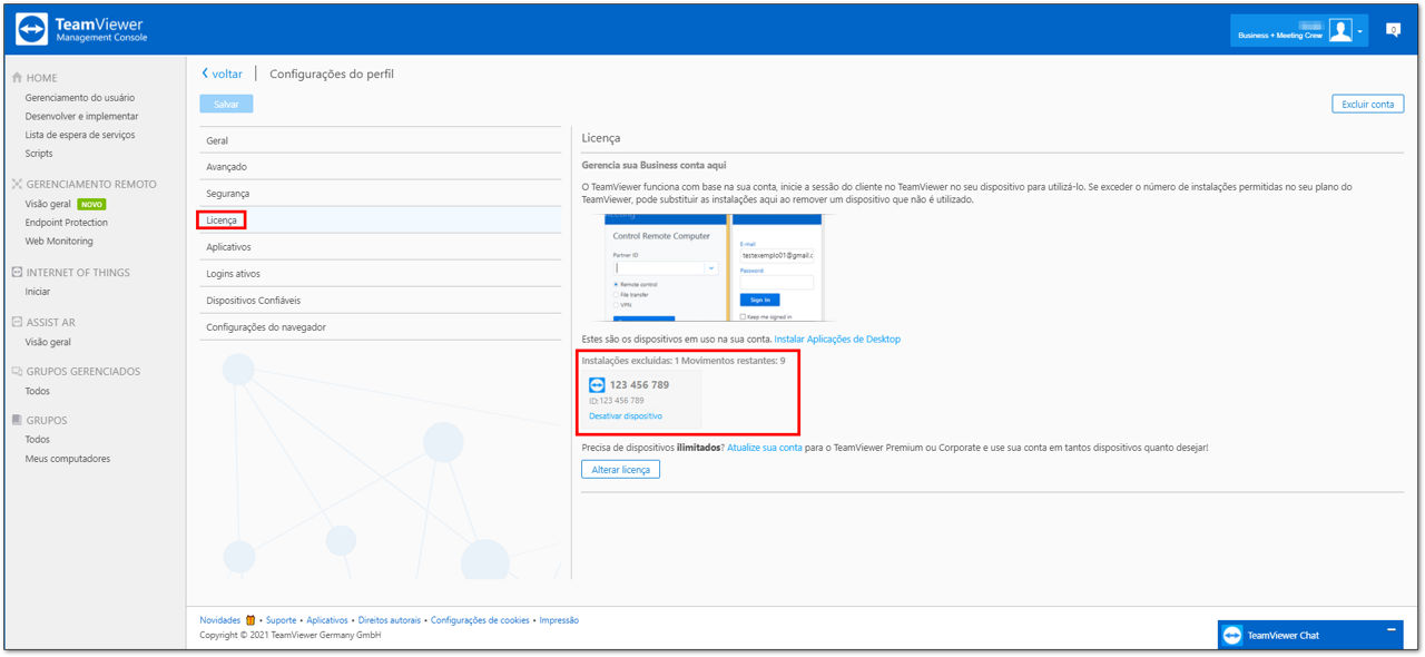 Como gerenciar os três dispositivos licenciados da licença TeamViewer (Classic) Business.png