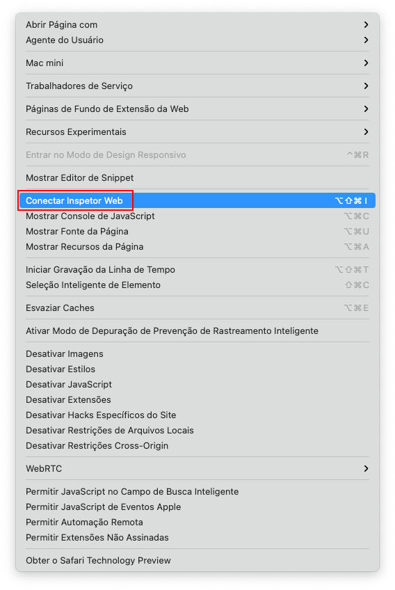 Como encontrar os arquivos de registro do TeamViewer (Classic) WebClient - Safari - Conectar inspetor Web.png