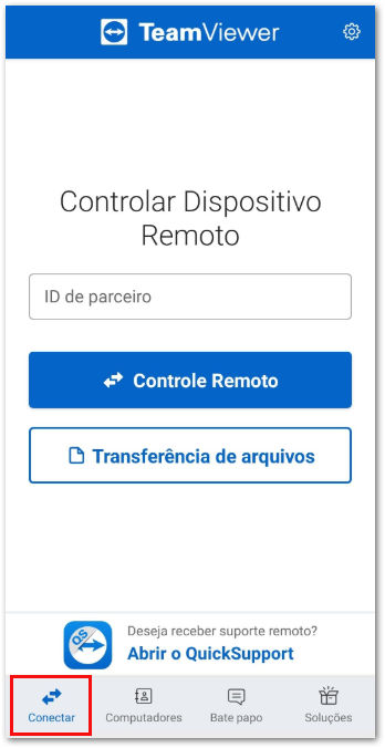 Como acessar remotamente um dispositivo Android_Menu Conectar - TeamViewer (Classic).png