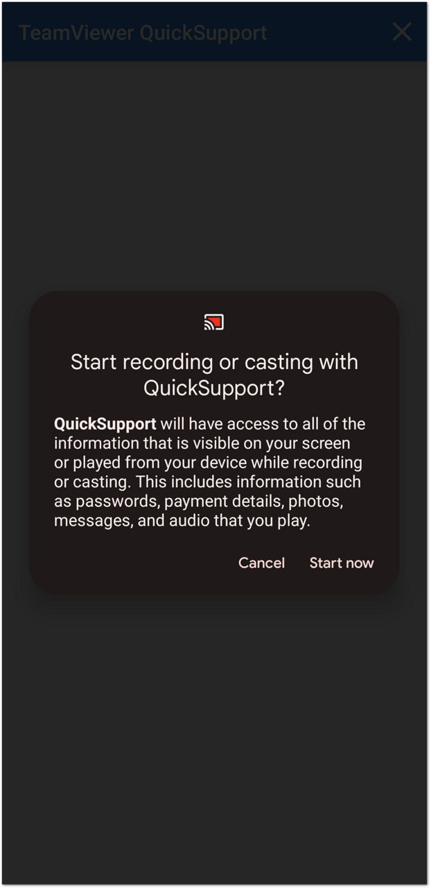 Start recording or casting with QuickSupport - TeamViewer (Classic) QuickSupport.png