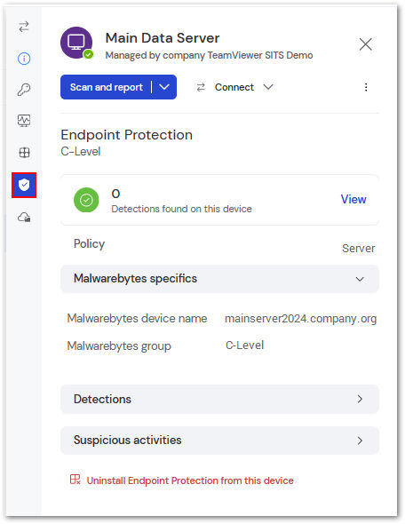 Endpoint Protection デバイス ドロワー