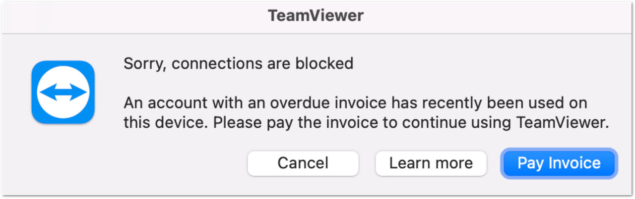 Mensagem de erro TeamViewer (Classic)- Desculpe, as conexões estão bloqueadas.png