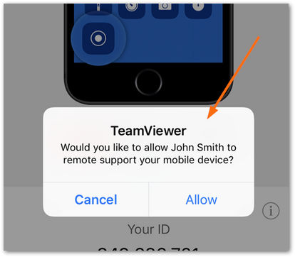 Como compartilhar a tela do seu iPad ou iPhone_Aceitar conexão- TeamViewer (Classic).png