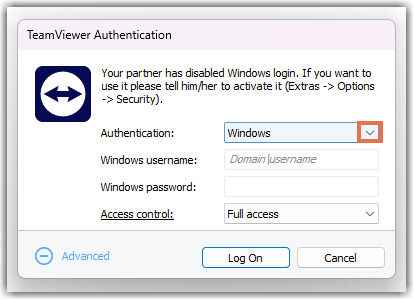 Connect via Windows Authentication to control UAC during a TeamViewer ...