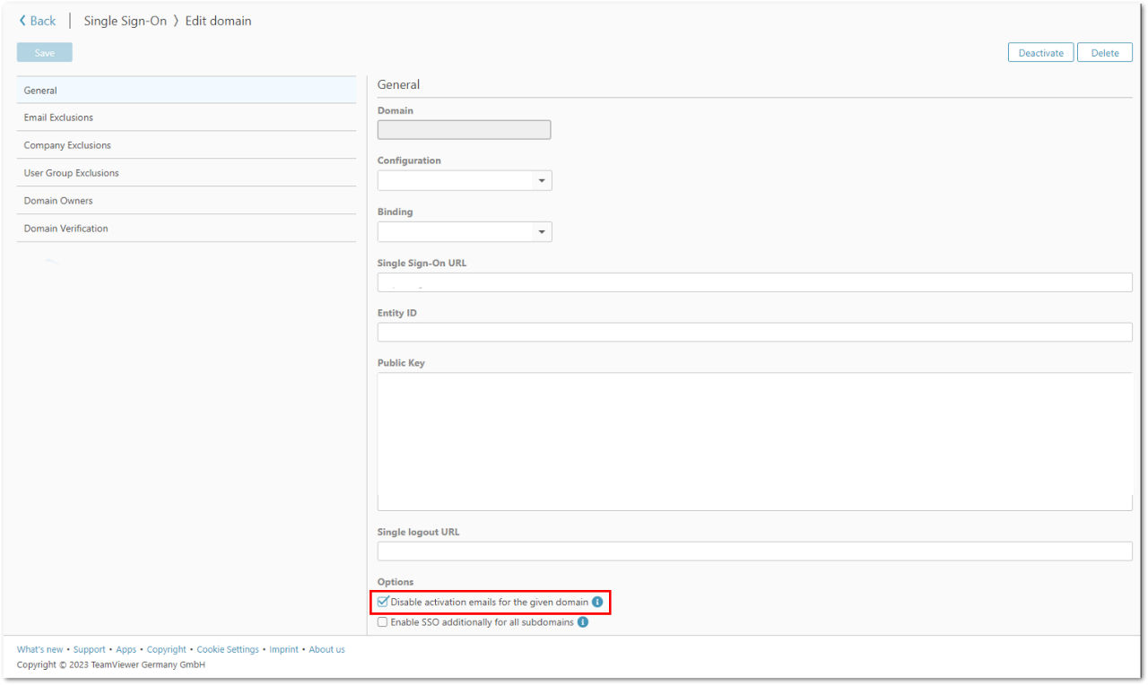 Como desativar e-mails de ativação para o domínio fornecido - TeamViewer Tensor (Classic).png