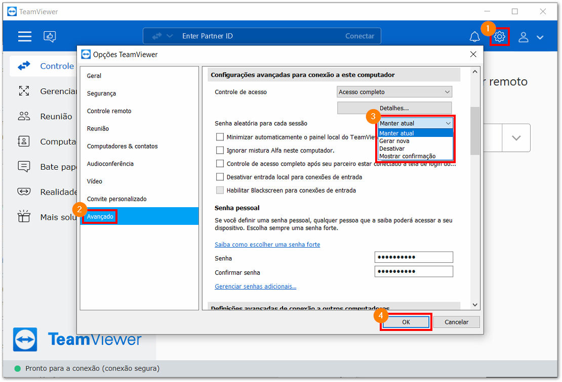 Como configurar o comportamento da senha aleatória TeamViewer (Classic).png