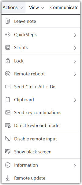 Remote session toolbar