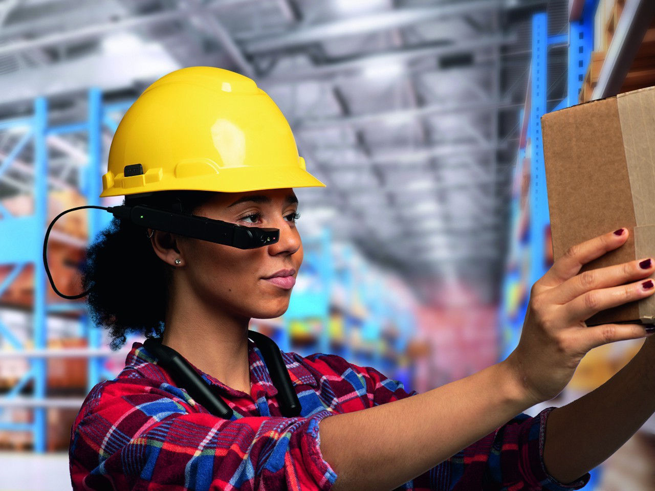 Warehouse employee supported with AR Vision Picking