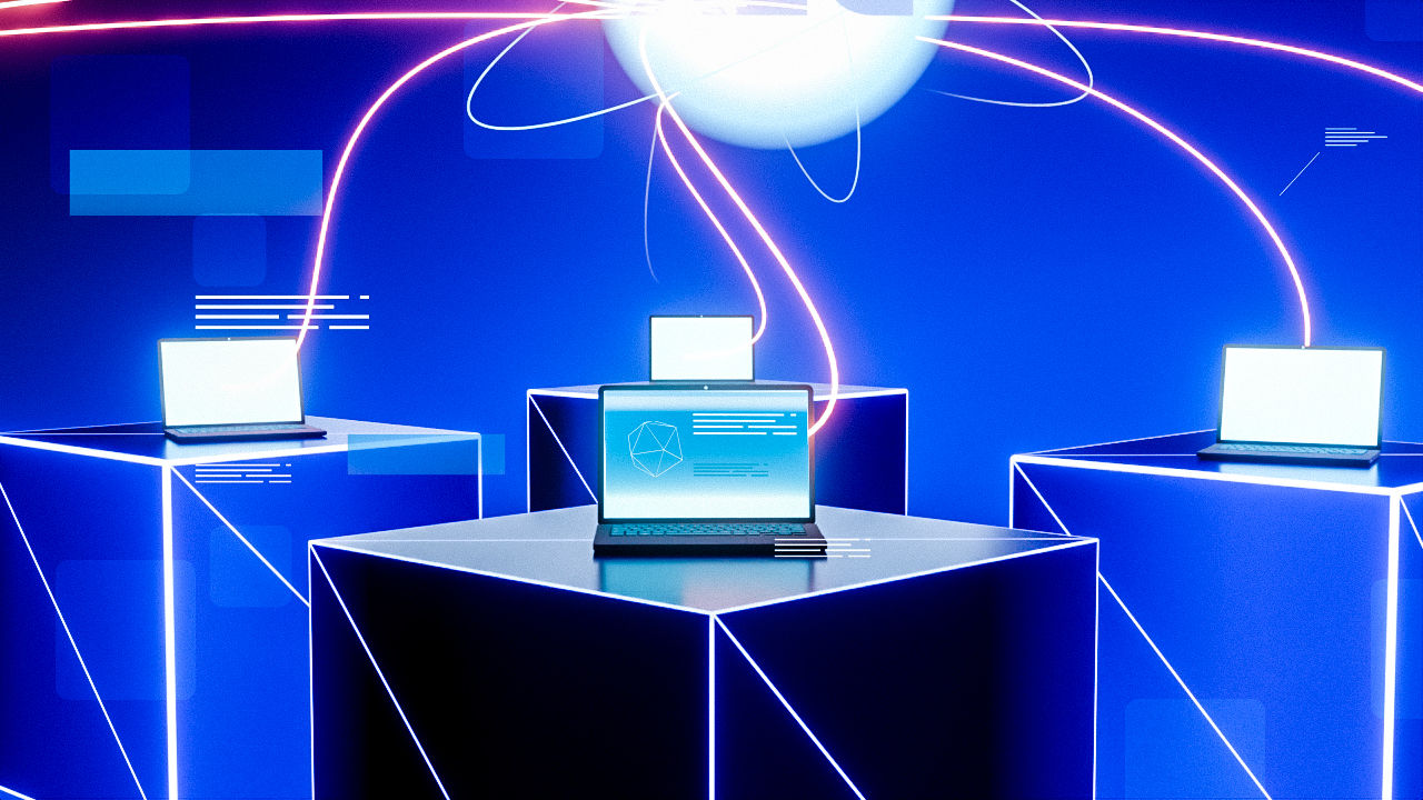 Illustration: Central security dashboard unifies data streams, showing trusted, simplified protection