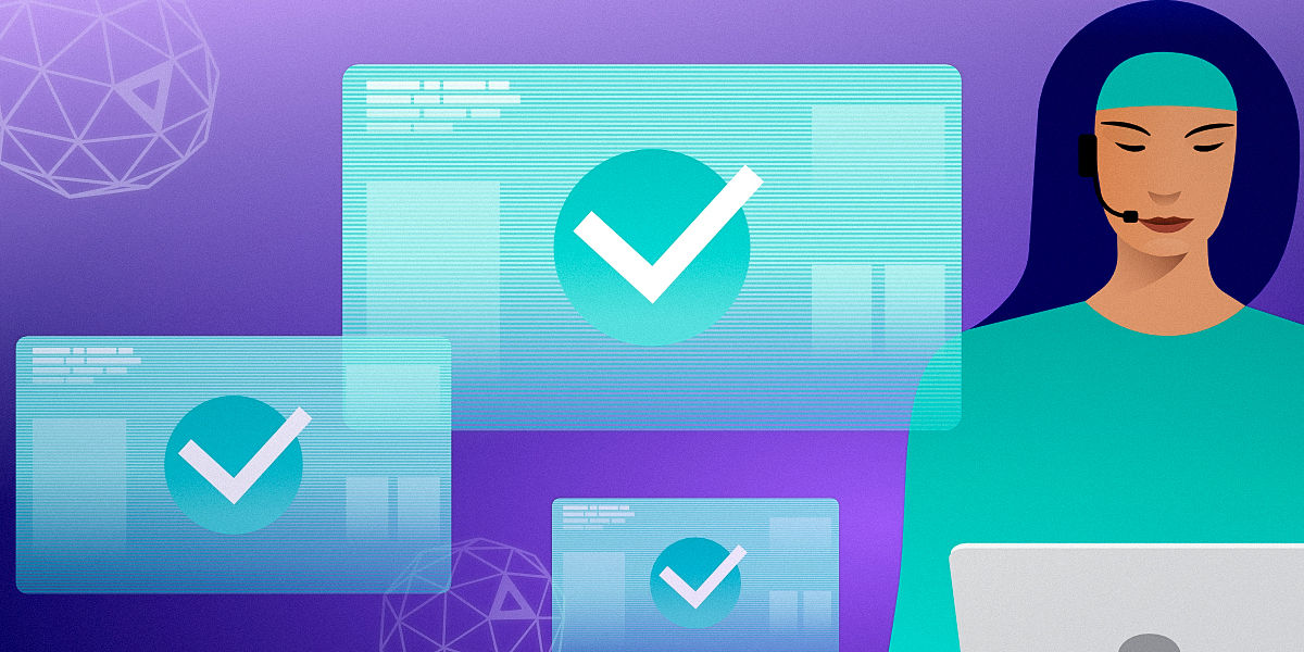 Illustration showing a woman working successfully with a DEX solution