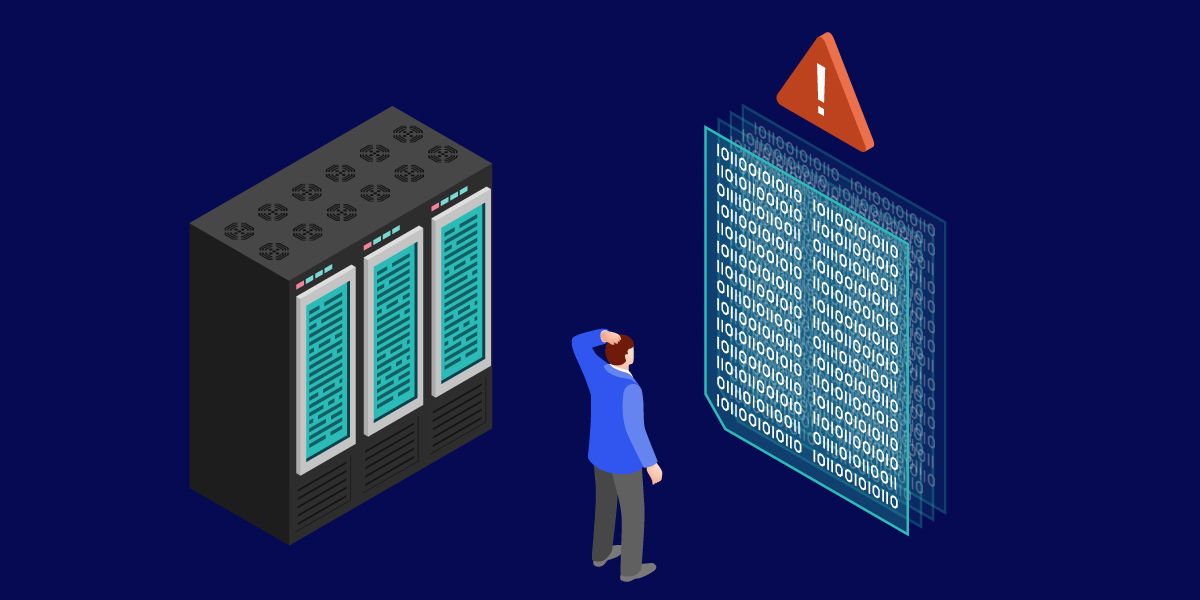 Abbildung eines Mitarbeiters, der Datensicherheitswarnungen prüft