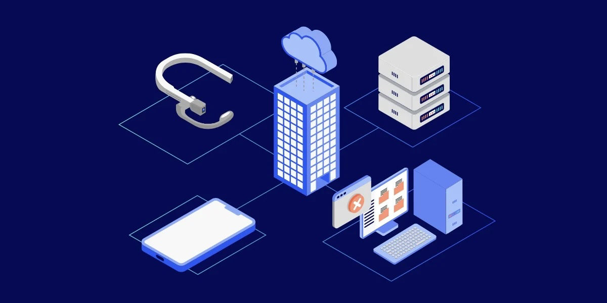 Illustration of network-connected systems and devices