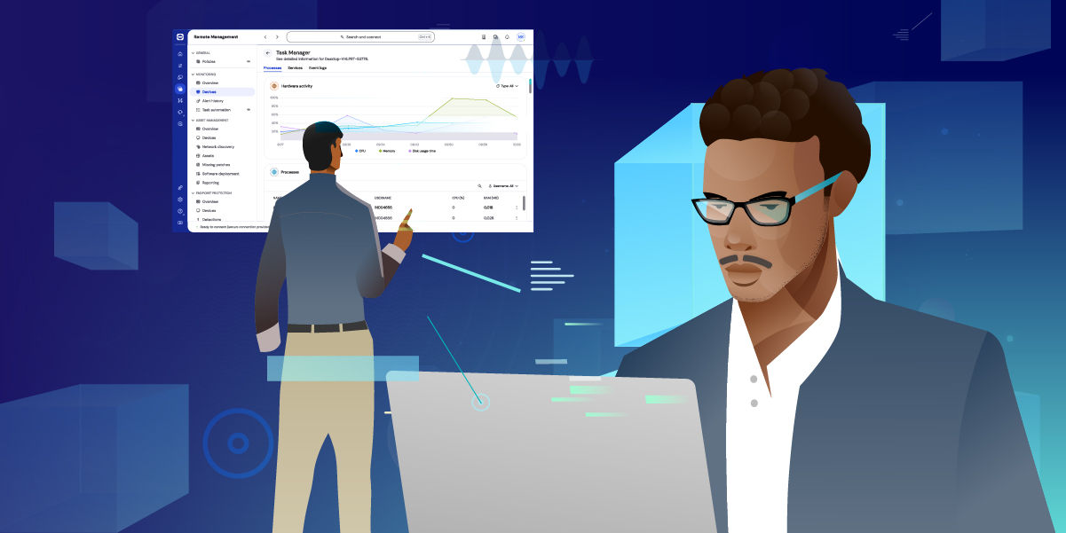 Person standing at the edge of a glowing digital ocean, facing a lighthouse shining a guiding beam across rippling water—symbolizing navigation, guidance, and clarity in digital transformation.