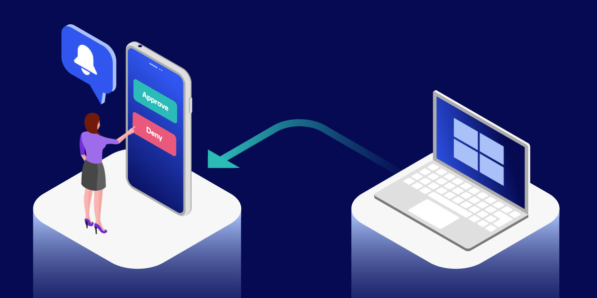 Illustration showing approval of notifications for 2FA