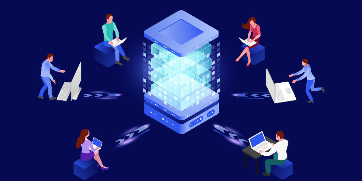 Illustration of users connected to a quantum computer