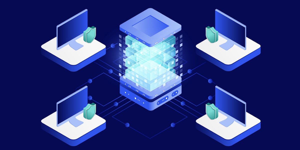 Illustration of encrypted devices connected to a network