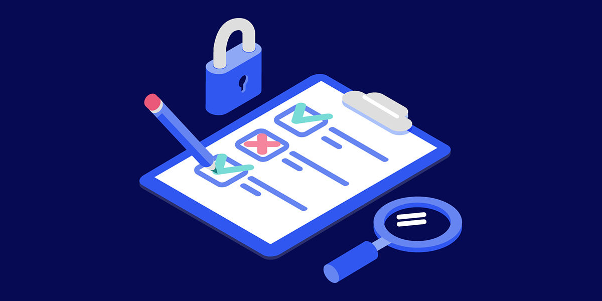 Illustration of a security protocol on a clipboard