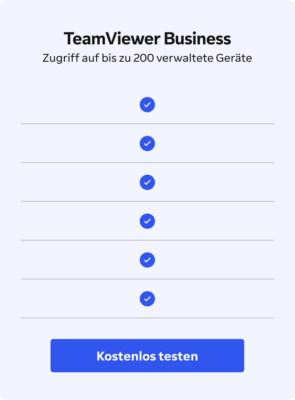 Comparison table: TeamViewer Business