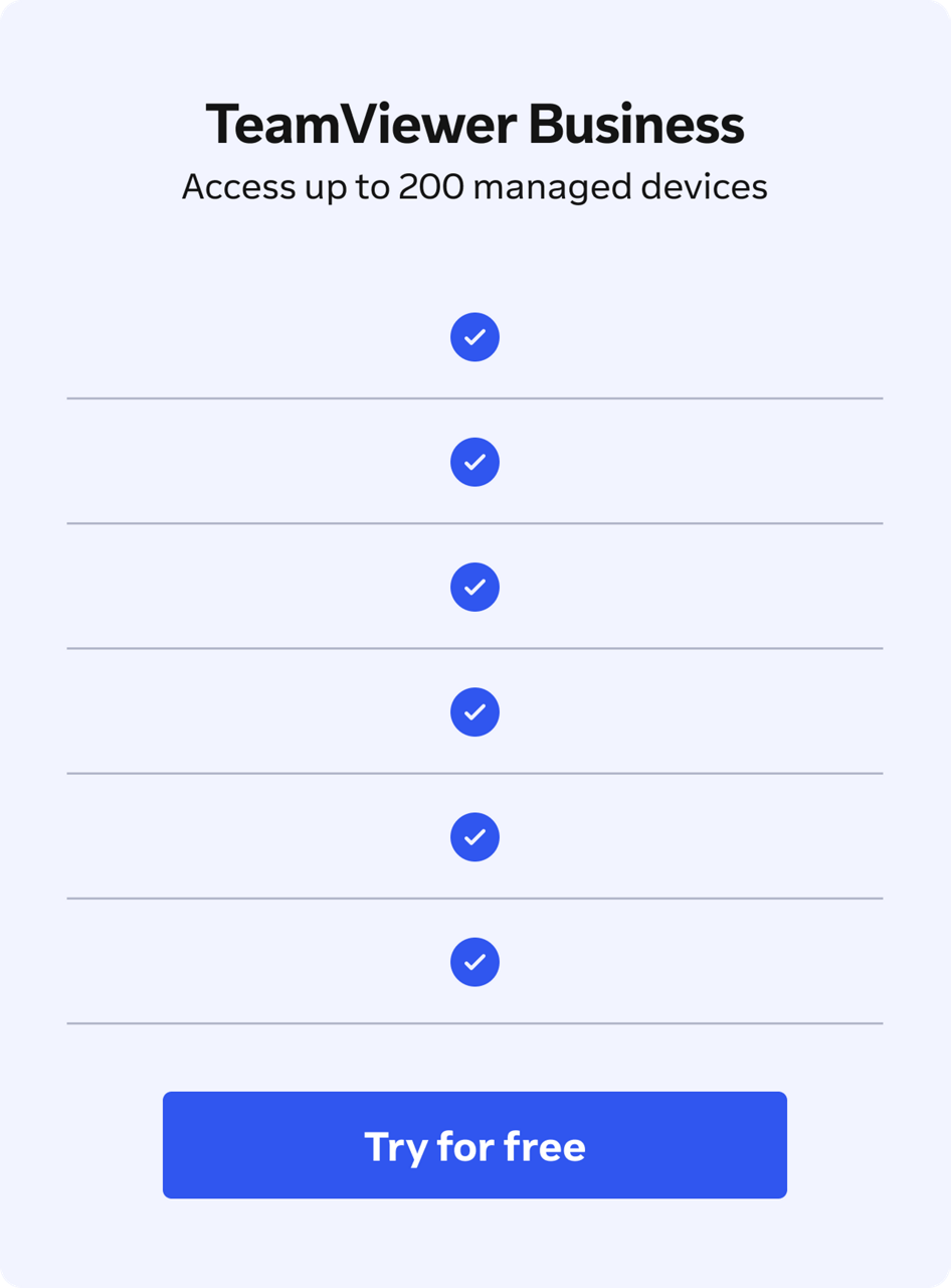 Comparison table: TeamViewer Business