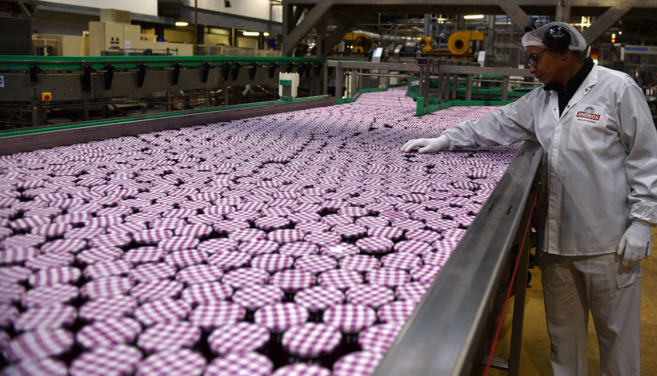 Andros production line for Bonne Maman confiture