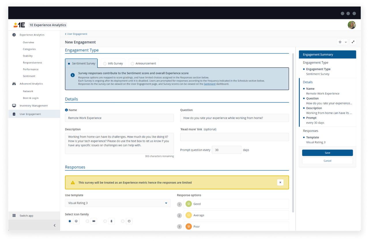 Employee sentiment highly configurable