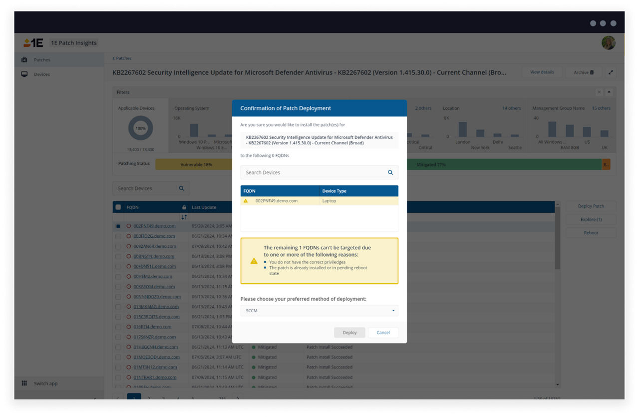 Patch insights dashboard patching