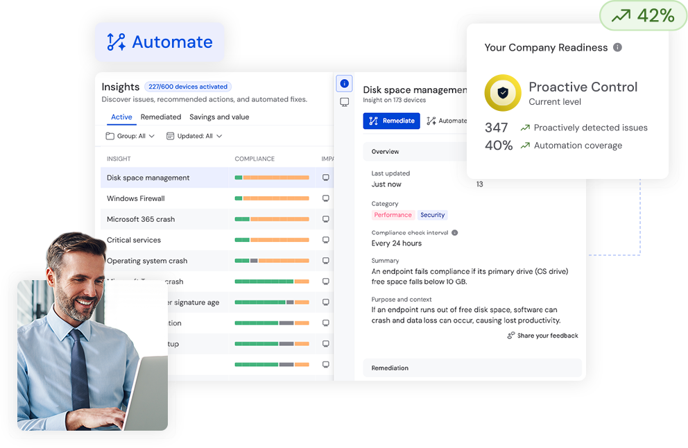 Digital employee experience features as seen in the TeamViewer client