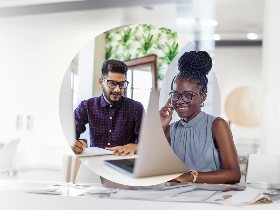 Man and woman in remote support session