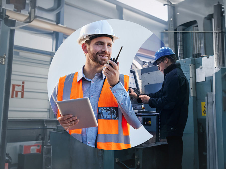 Technicians working in industrial environment