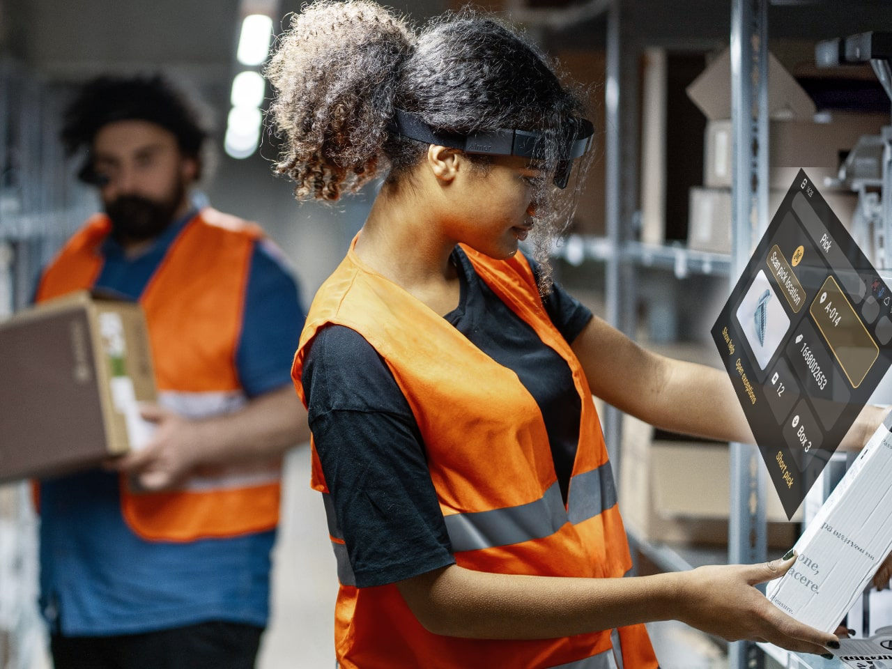 Woman with smart glasses uses Frontline xPick