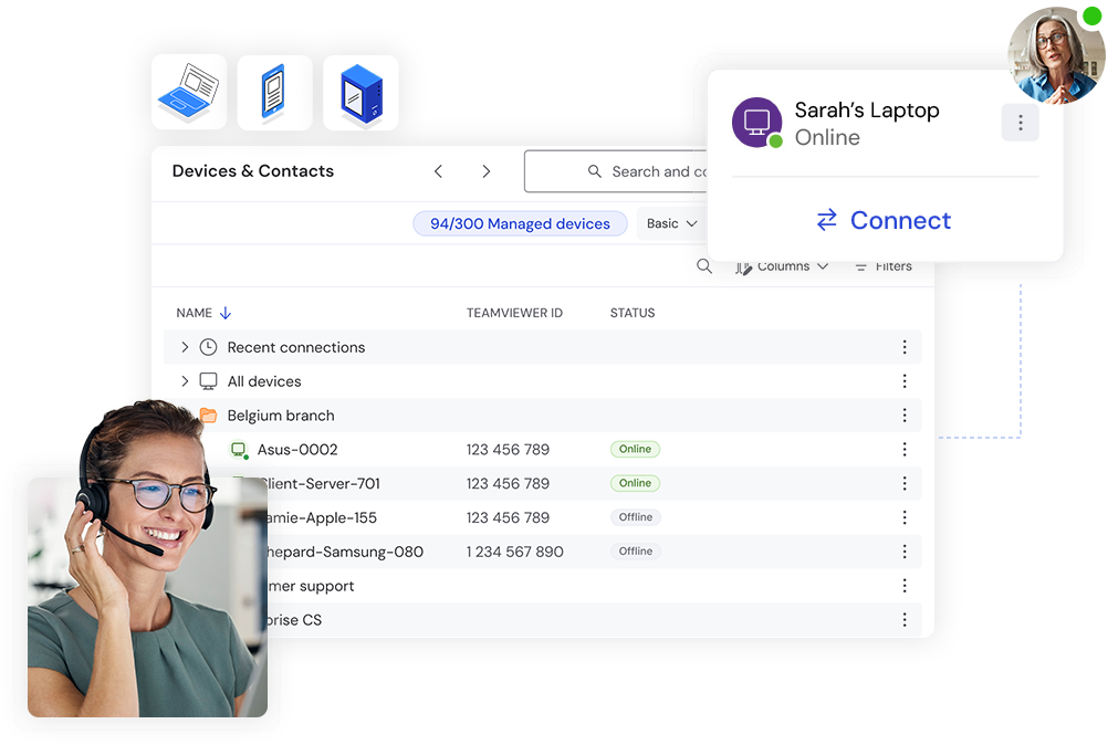 Remote product features as seen in the TeamViewer client