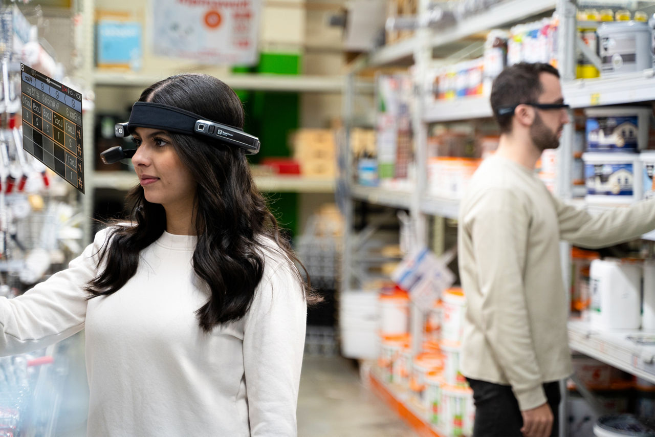 Warehouse employee supported with AR Vision Picking