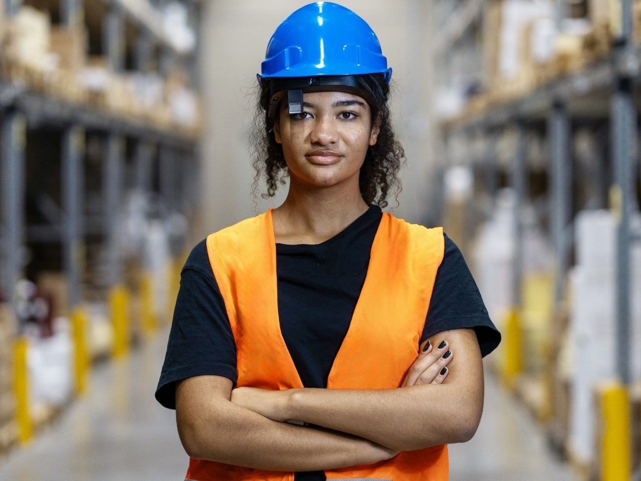 Man with arms crossed wearing smart glasses