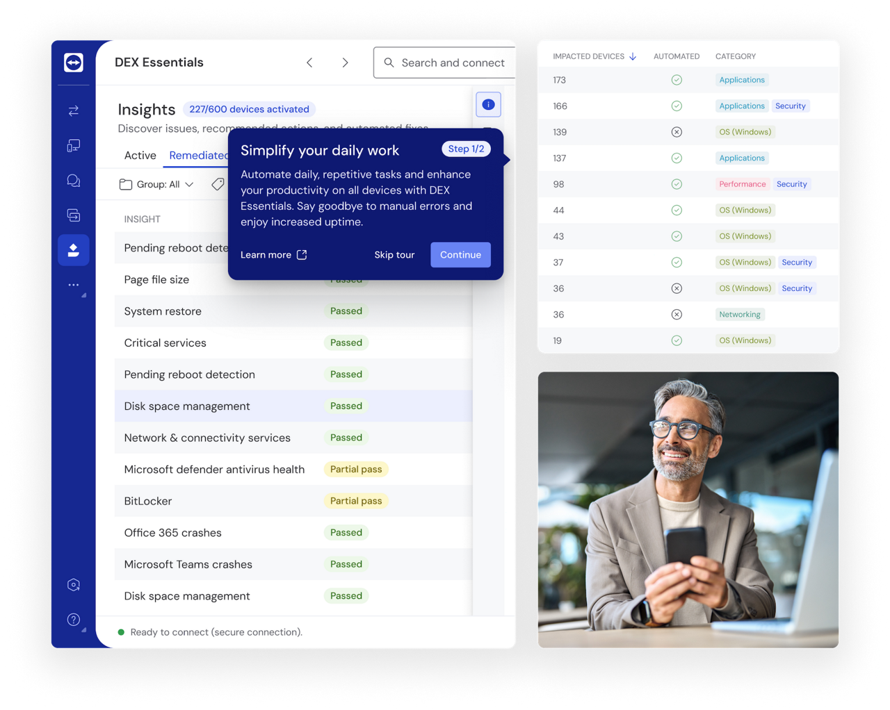 DEX Essentials as seen in the TeamViewer client