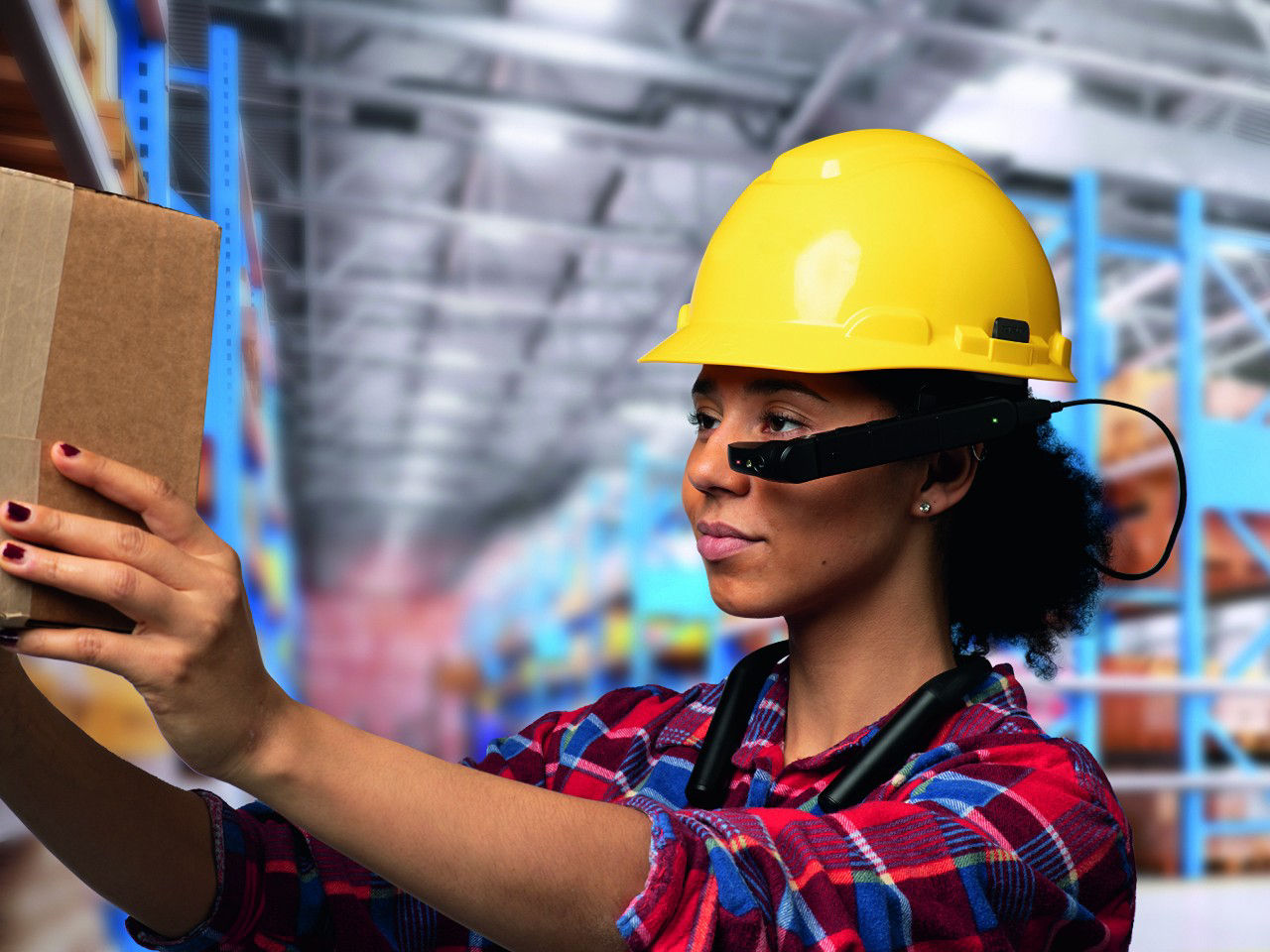 Warehouse employee supported with AR Vision Picking