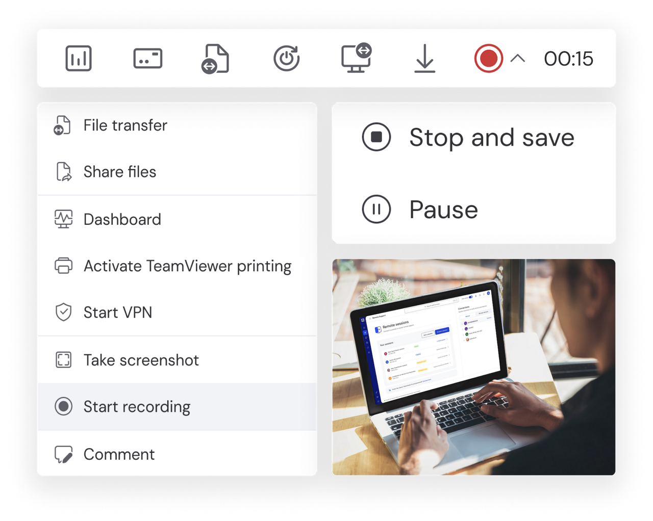 Screen recording as seen in the TeamViewer client