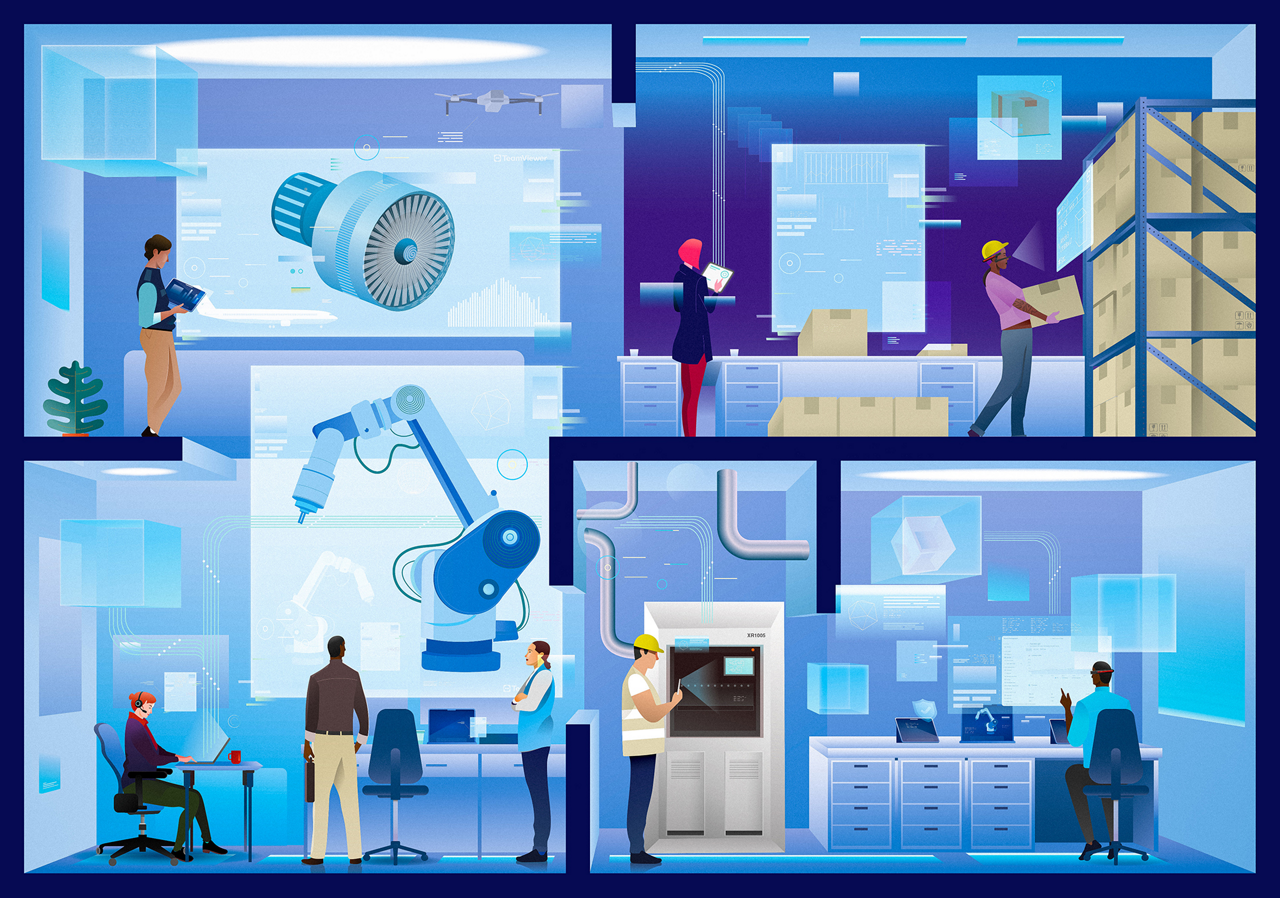 Illustration showing specialist using augmented reality