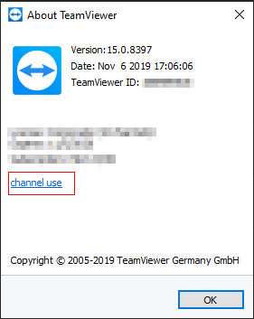 Benutzer: "Klicken Sie auf Channel Usage im Fenster About TeamViewer (Classic) "