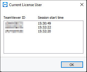 A list of the TeamViewer (Classic) IDs currently in sessions