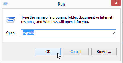 Right click Windows start menu --> select run -->type in: Regedit