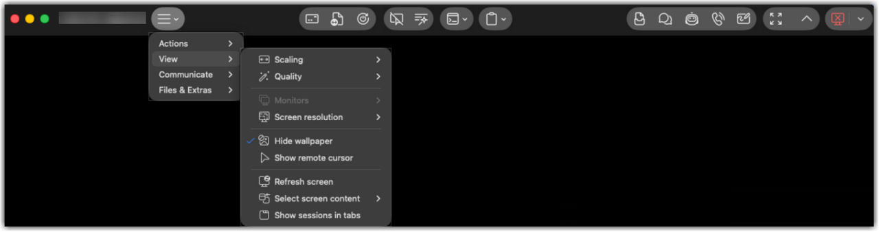 Remote session toolbar
