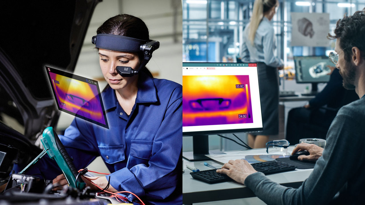 RealWear smart glasses with thermal image in use in the automotive industry