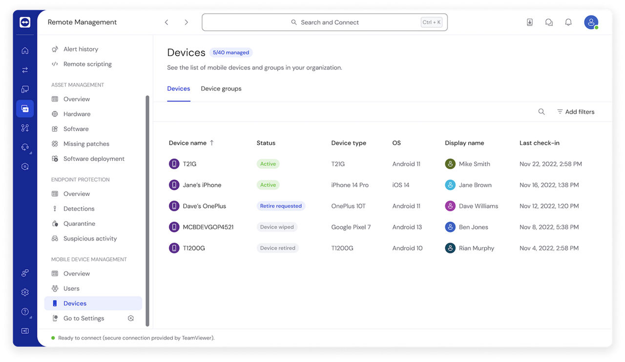 Device Refresh: Device refresh status