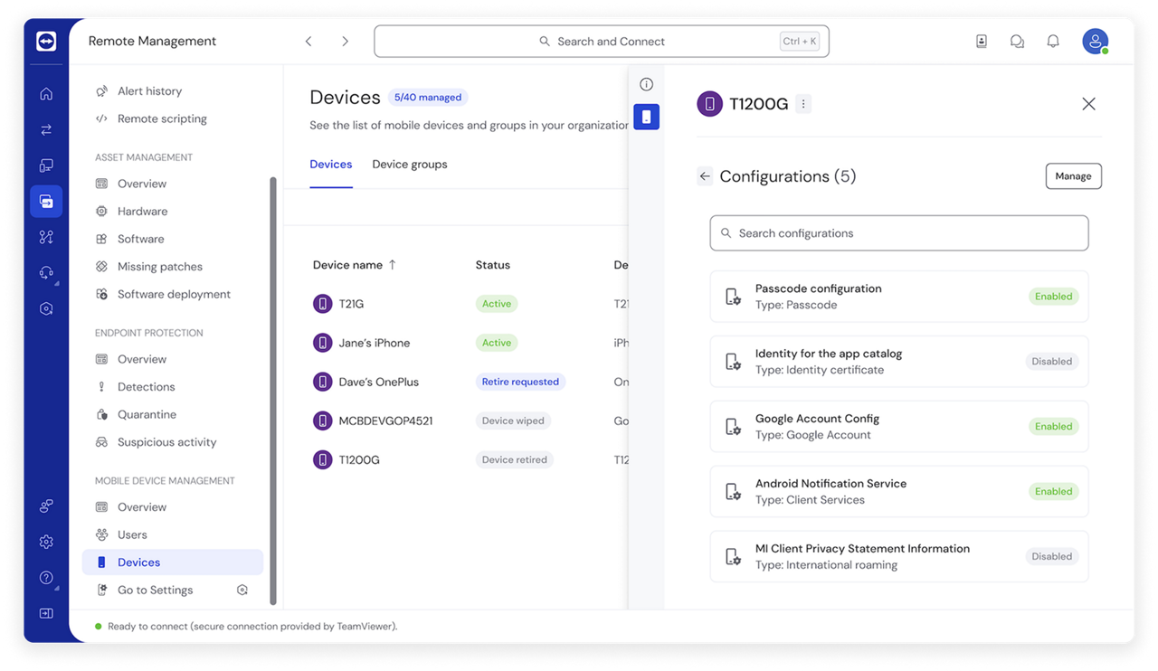 Remote Management: Devices With Configuration Drawer