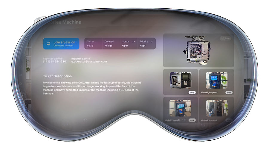 Visualization of TeamViewer remote control as seen in Apple Vision Pro
