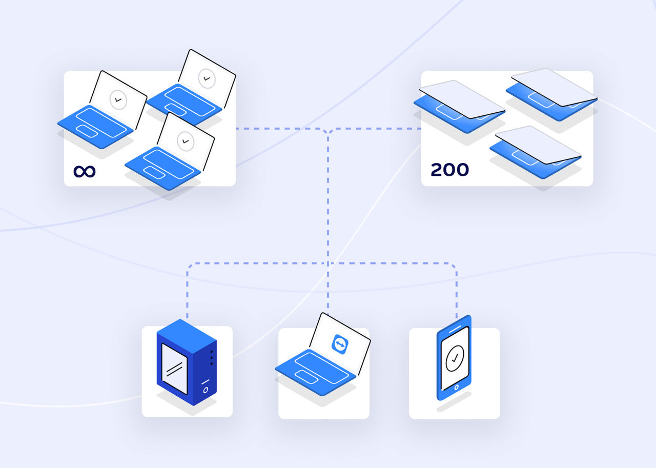 Visualization of features included in the TeamViewer Business license